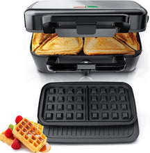Load image into Gallery viewer, Portable 1200W Waffle Maker &amp; Panini Press - Removable Plates for Easy Cooking