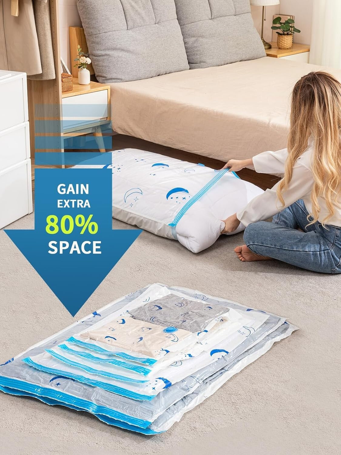 20 Pack Vacuum Storage Bags with Electric Pump - Space-Saving in Jumbo to Small