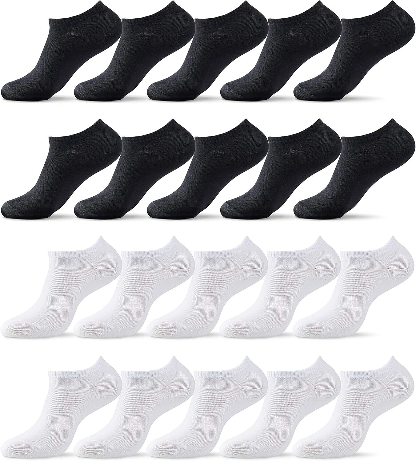 10-20 Pairs Thin Cotton Low Cut Ankle Socks - Premium Comfort Multipack