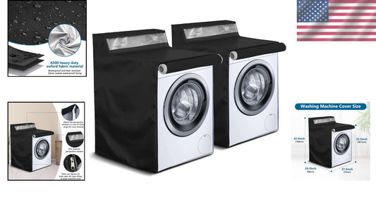 2 Pack Waterproof Washer Dryer Cover with Zipper & Access Window - 27x26x43