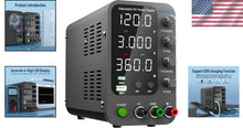 Load image into Gallery viewer, Portable 0-120V 0-3A DC Power Supply with Dual USB Ports &amp; Output ON/OFF Switch