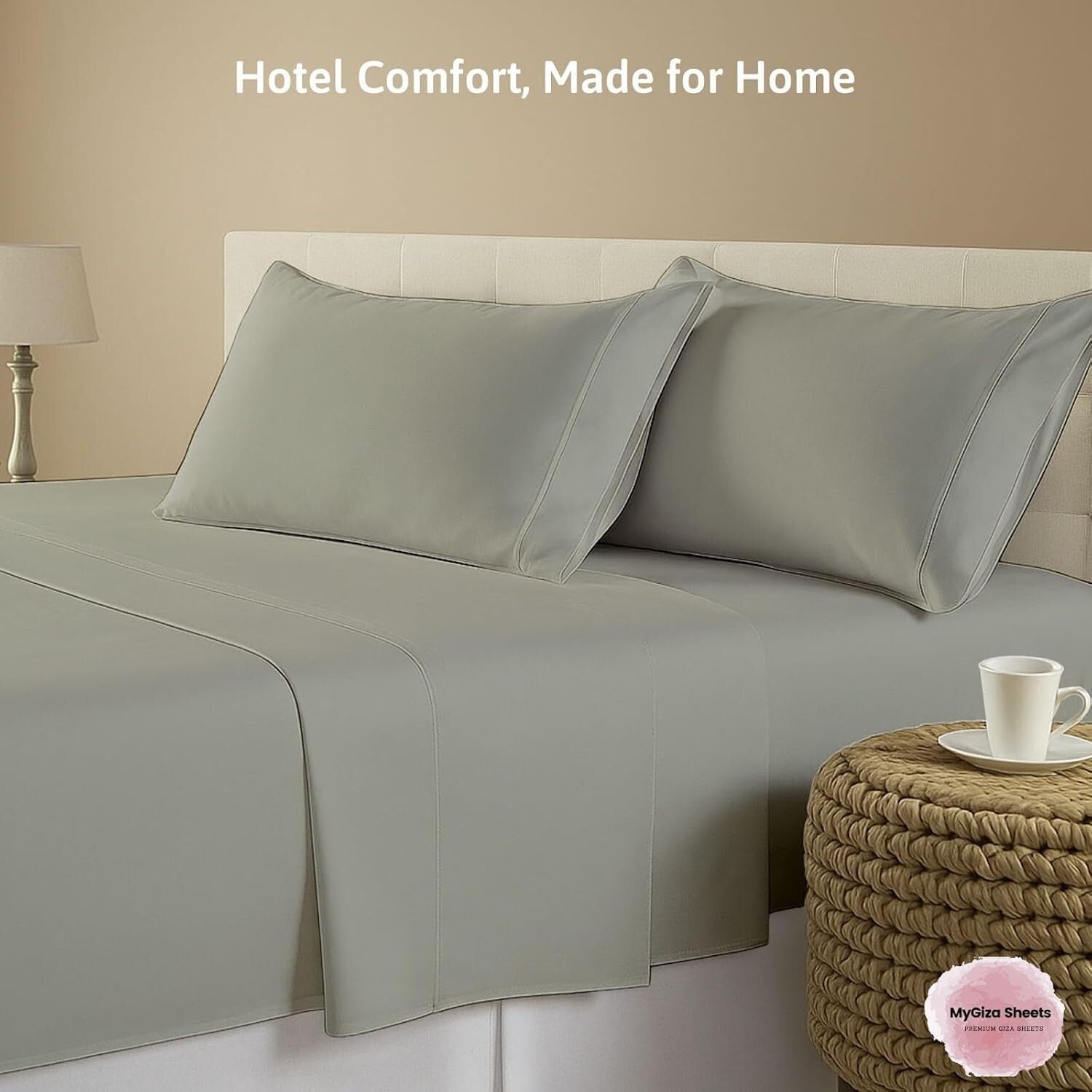 100% Certified Giza Cotton King Size Sheets Set - 4PC Deep Pocket Elegance