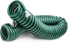 Load image into Gallery viewer, Self-Coiling 3/8-Inch Garden Hose, Drinking Water Safe &amp; Tangle-Free - Green