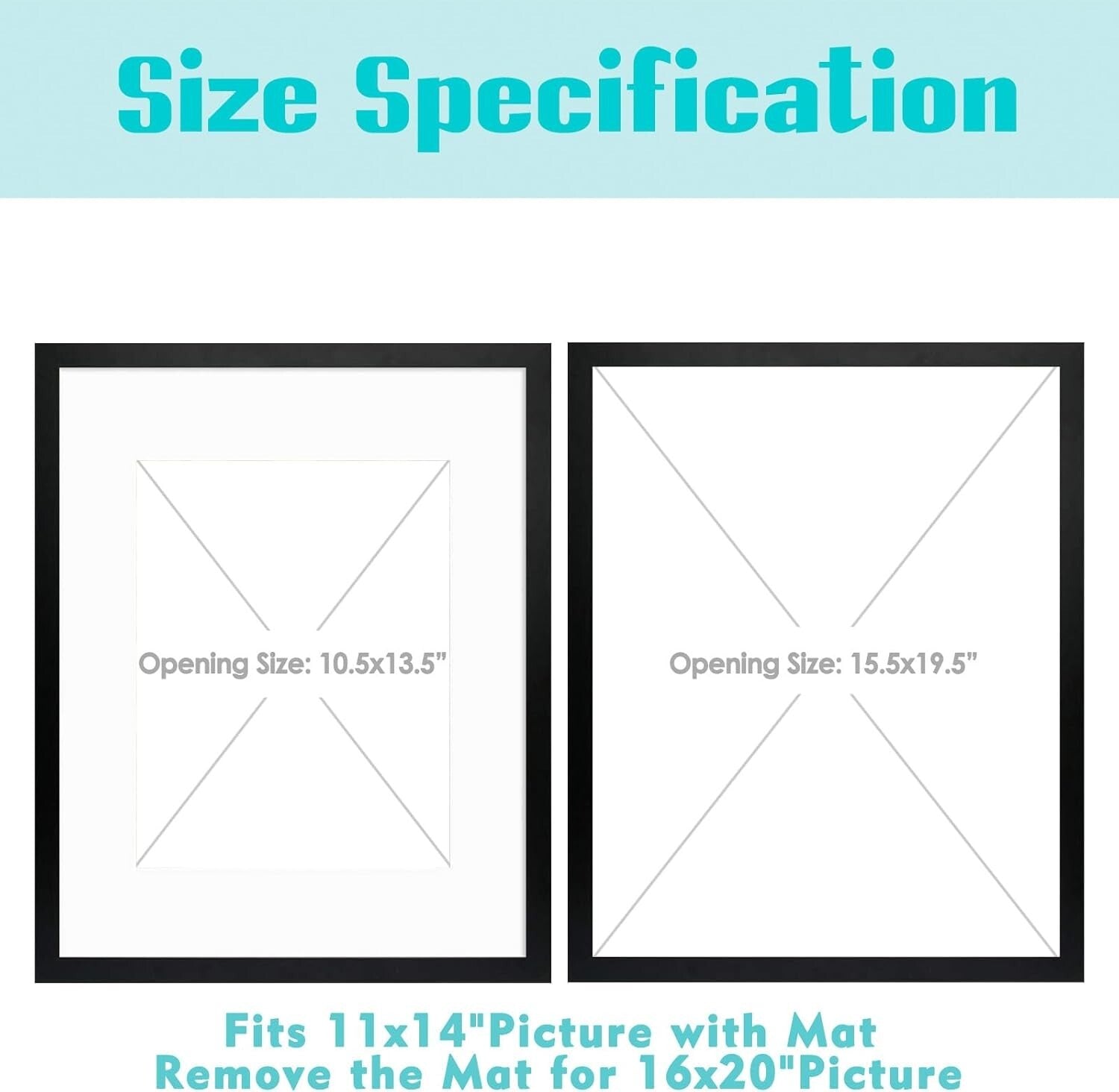 Modern Black Gallery Wall Frames 16x20 with 11x14 Mat - 2 Pack for Photos