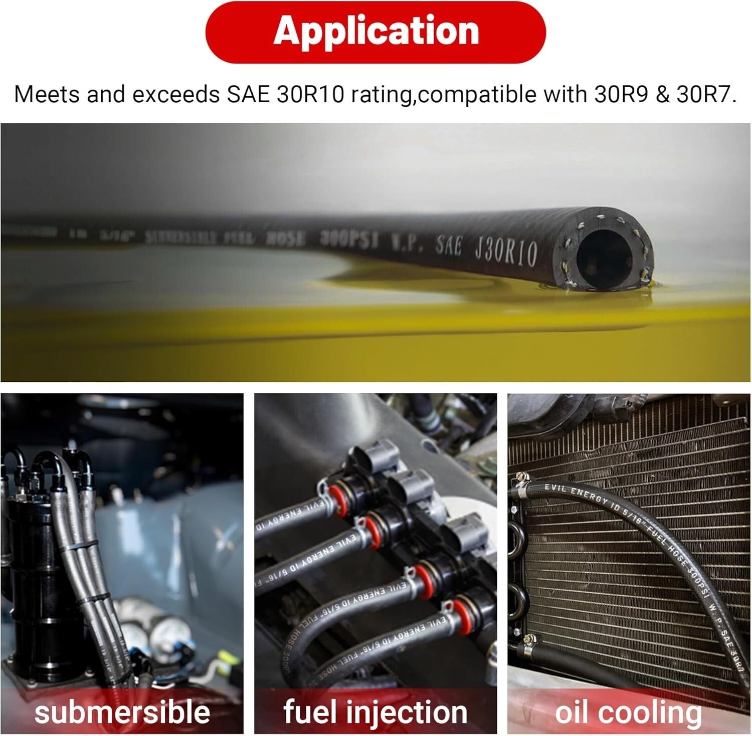 5FT Submersible Fuel Hose 5/16" E85 Line SAE 30R10 - Durable Automotive Solution