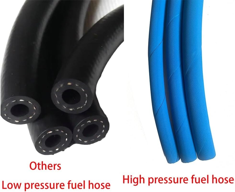 15FT High Pressure Fuel Hose 5AN 5/16" with 6 Clamps - Durable Rubber Blue
