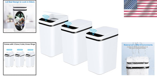 Sleek Touchless Trash Can 2.2 Gallon - Quiet, Leakproof & Stylish 3 Pack