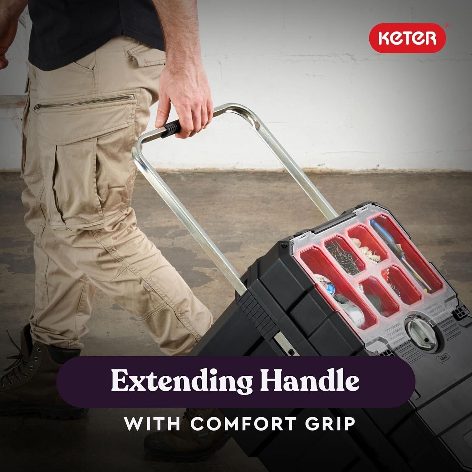 Portable Tool Storage Box on Wheels with Central Locking - Ideal for Contractors