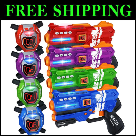 Exciting Laser Tag Challenge - Set of 4 with Digital Score Displays for Teens