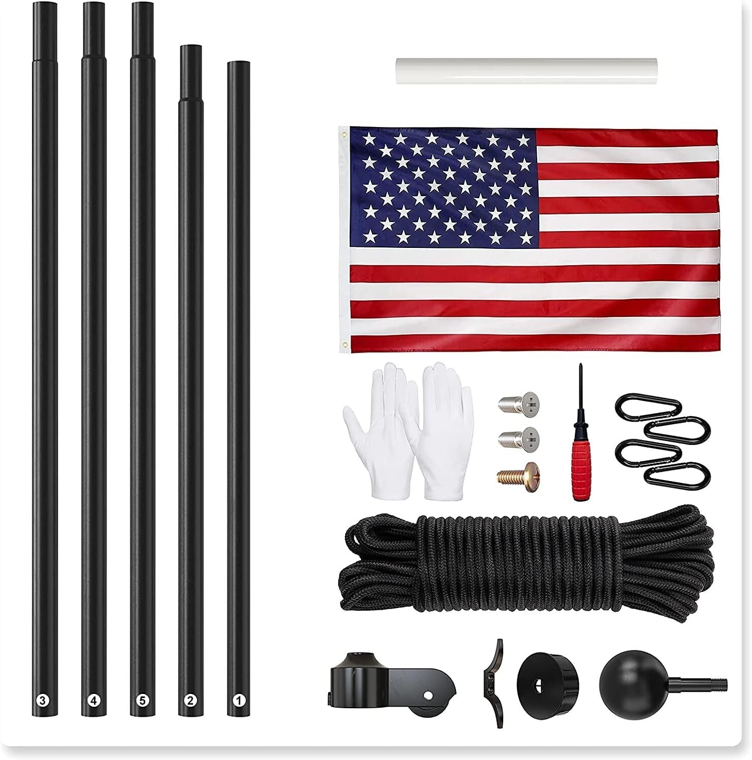 Extra Thick 20 FT Outdoor Flag Pole - Includes 3x5 American Flag and Accessories