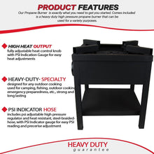 Load image into Gallery viewer, High-Efficiency 275,000 BTU Propane Cooking Burner with Adjustable PSI Regulator