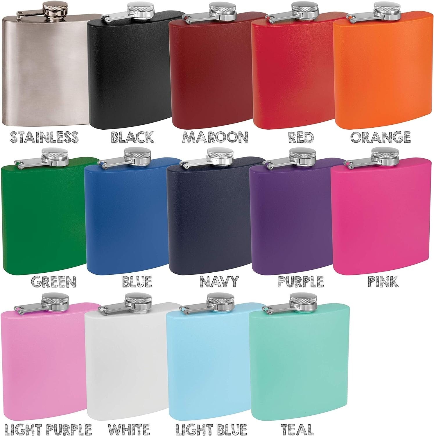 Stylish 6oz Round Pink Stainless Steel Flasks - Perfect for Wedding Parties