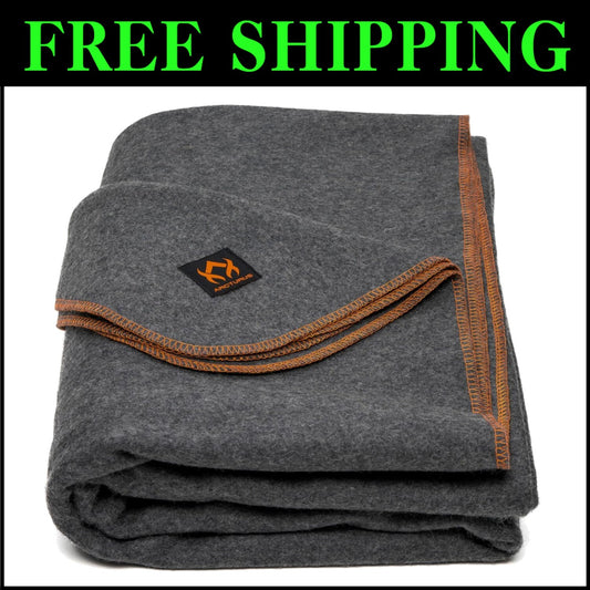 Fire-Retardant Wool Blanket - Large 64x88, Ideal for Outdoors & Emergency Use