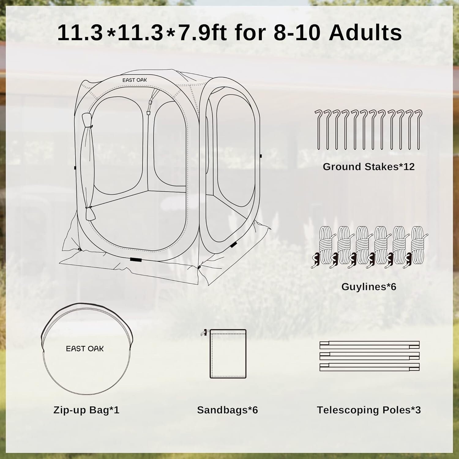 12x12 FT Pop-Up Screen Tent with Carry Bag – Portable Bug-Free Outdoor Room