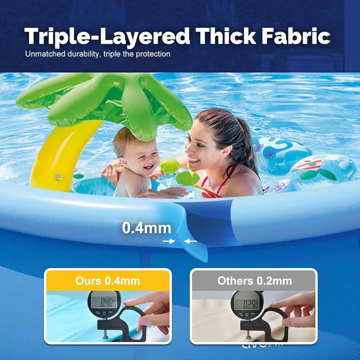 Durable 12ft Inflatable Swimming Pool with Easy Setup and Repair Patch Included
