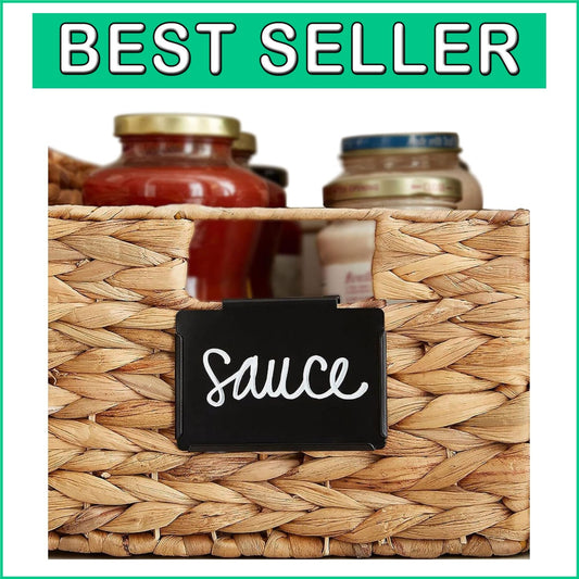 Chic 18 Metal Pantry Baskets with Removable Labels and 4 White Chalk Markers