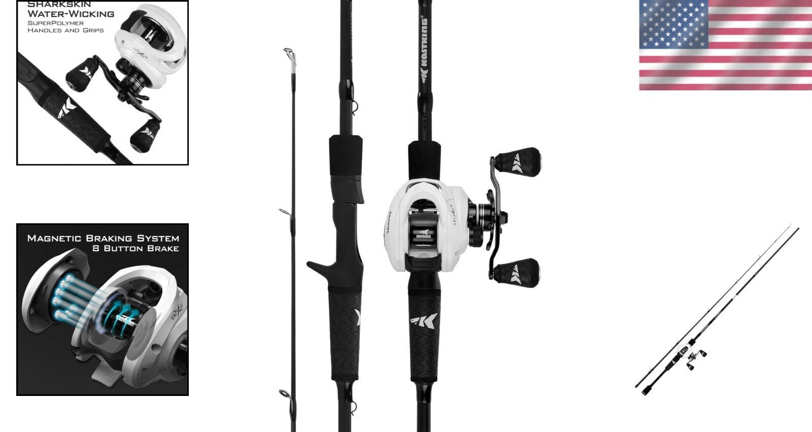 Graphite Fishing Rod & Reel Combo - Crixus 7' Baitcasting, SuperPolymer Handle