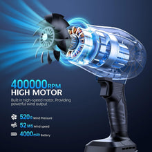 Load image into Gallery viewer, Effortless Cleaning with 400000 RPM Leaf Blower - Includes Batteries &amp; Charger