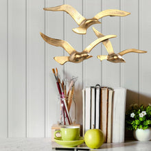Load image into Gallery viewer, Polished Gold Aluminum Bird Wall Art Set – Handcrafted Elegance for Home Decor