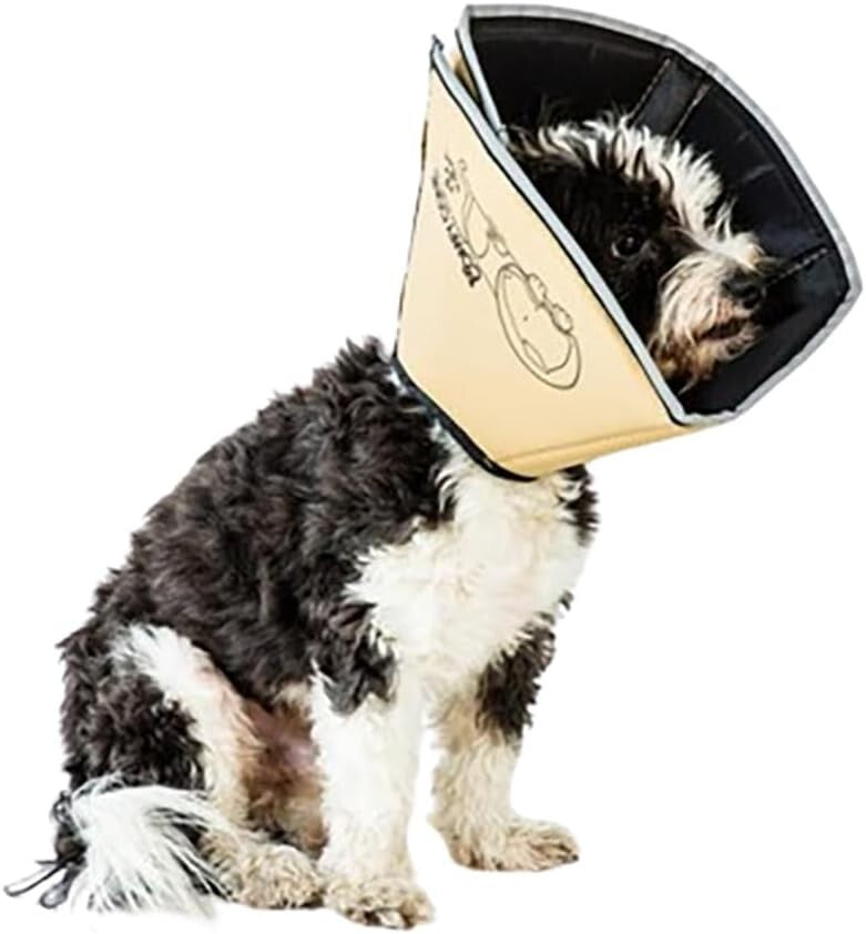 Reversible Tan and Black Pet Cone Collar for Dogs & Cats | Post-Surgery Relief