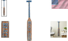 Load image into Gallery viewer, Nautical Wood Paddle Wall Decor - Rustic Beach House Sign with Blue Accents