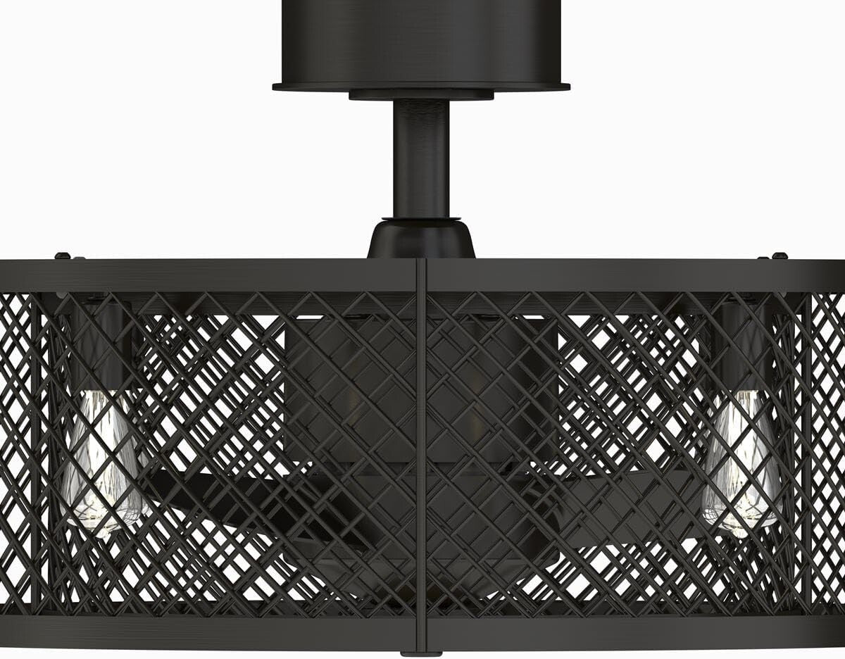 20-Inch Aged Bronze Caged Ceiling Fan with LED Light - Remote Control Included