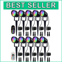 Load image into Gallery viewer, High Efficiency RGBW Landscape Lighting - Waterproof 10 Pack Spotlight Control