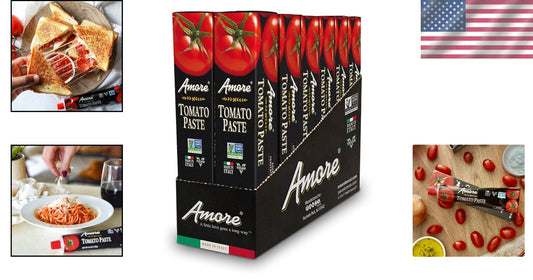 Authentic Italian Double Concentrated Tomato Paste - 12 Tubes of 4.5 oz, Vegan