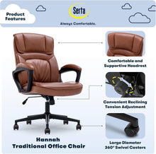 Load image into Gallery viewer, Cognac Bonded Leather Executive Desk Chair with Easy Assembly - 275 lbs Capacity