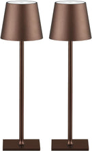 Load image into Gallery viewer, Versatile 2 Pack Brown Cordless LED Table Lamps with Eye Protection and Dimming