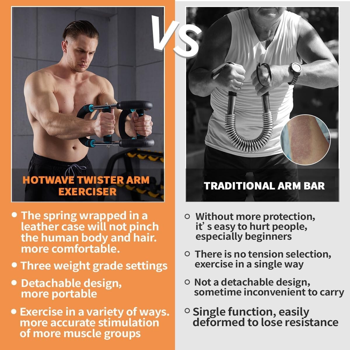 Adjustable Twister Arm Exerciser - Portable Strength Training Bar for Home Gym