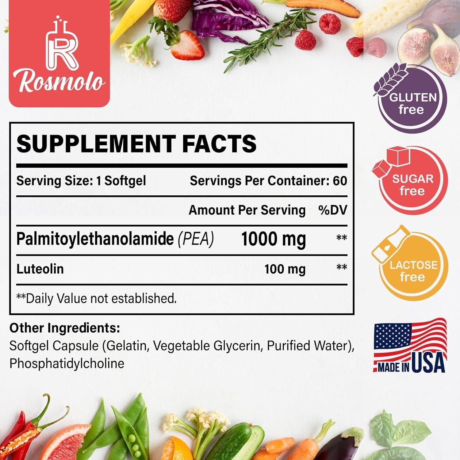 Advanced Liposomal Palmitoylethanolamide + Luteolin - 180 GMO-Free Softgels