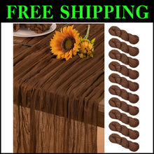 Load image into Gallery viewer, Premium Sheer Brown Cheesecloth Table Runners Set of 10 - Perfect for Weddings