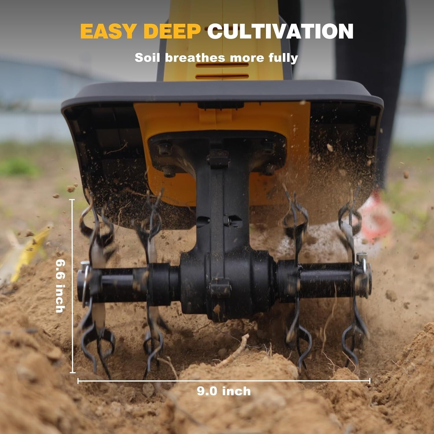 Efficient 360RPM Electric Garden Tiller with 9In Tilling Width & Safety Features
