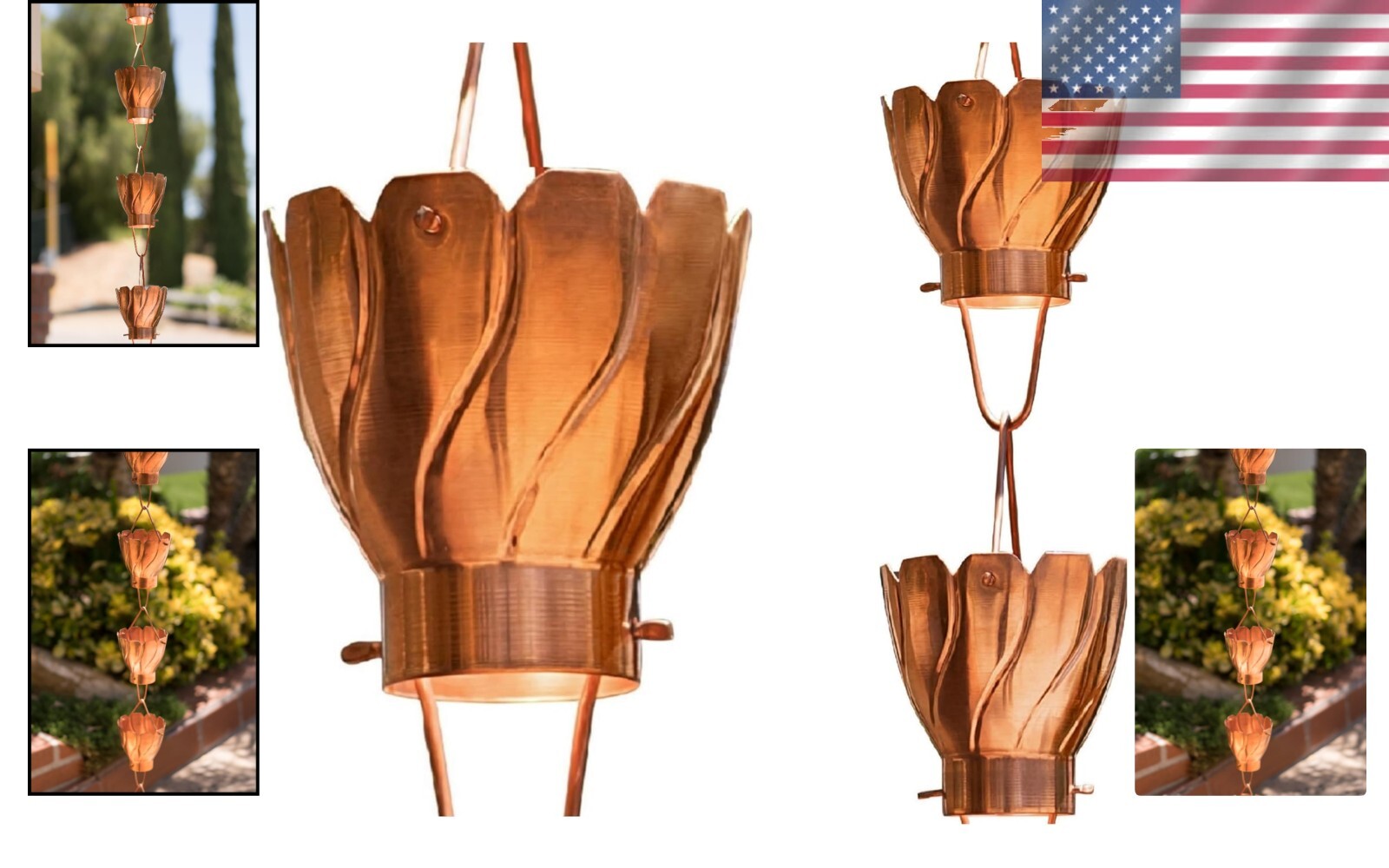 Elegant Pure Copper Rain Chain Extension - 3 Ft Gutter Downspout Replacement