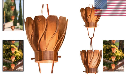 Elegant Pure Copper Rain Chain Extension - 3 Ft Gutter Downspout Replacement