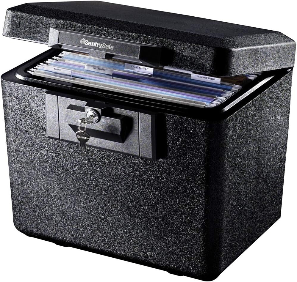 Black Fireproof Document Safe 0.61 Cu Ft with Key Lock - Protect Your Valuables