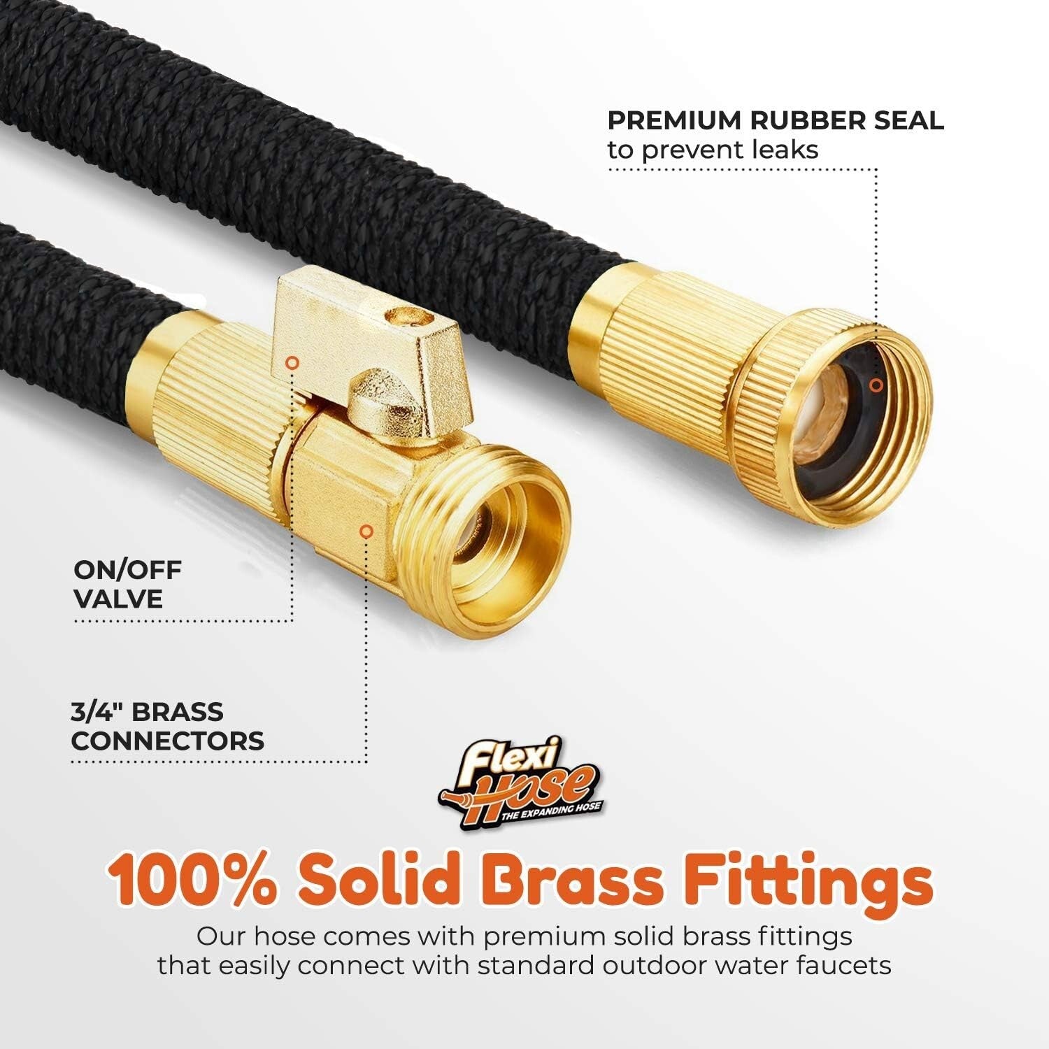 Durable 50ft Water Hose with Heavy-Duty Brass Connectors - Perfect for Gardening