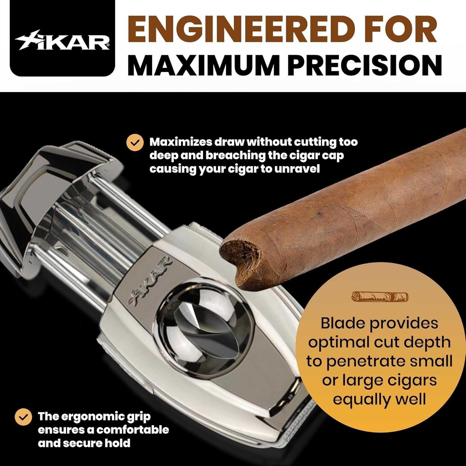 Elegant VX2 V-Cut Cigar Cutter: Effortless Operation for 54-70 RG Cigars