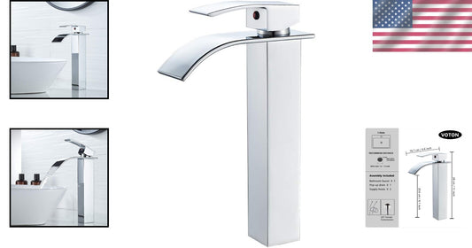 Water-Saving Chrome Bathroom Vessel Sink with Elegant Waterfall Feature