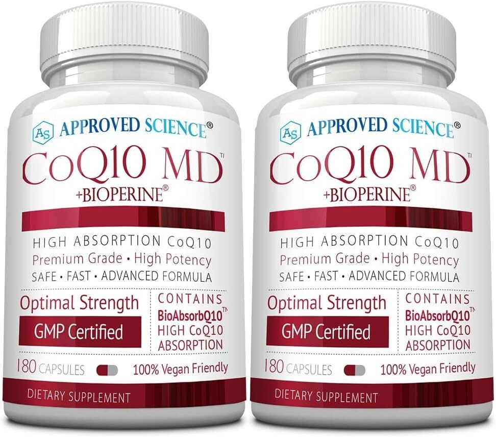 High Potency 300mg Vegan CoQ10 with BioPerine for Rapid Absorption - 360 Count