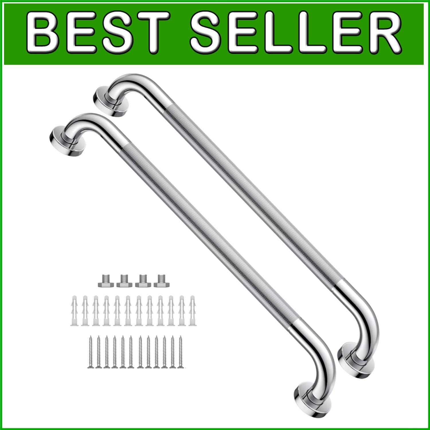 Elegant 24 Inch Chrome Grab Bar Set - Anti-Slip Handrails for Enhanced Safety