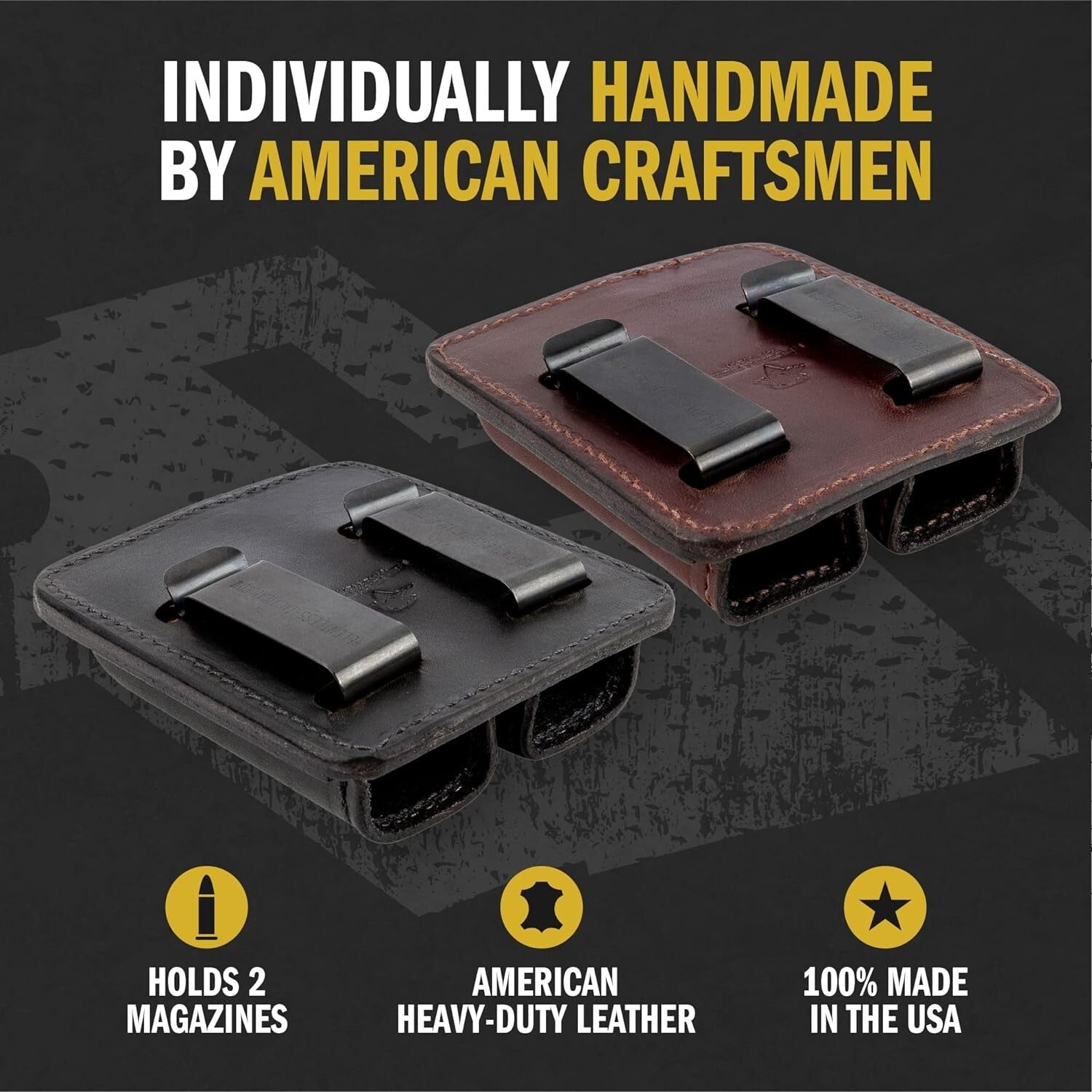 Durable Bullhide Leather Double Mag Pouch – Fits Most Double & Single Stack Mags
