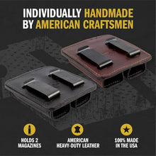 Load image into Gallery viewer, Durable Bullhide Leather Double Mag Pouch – Fits Most Double &amp; Single Stack Mags