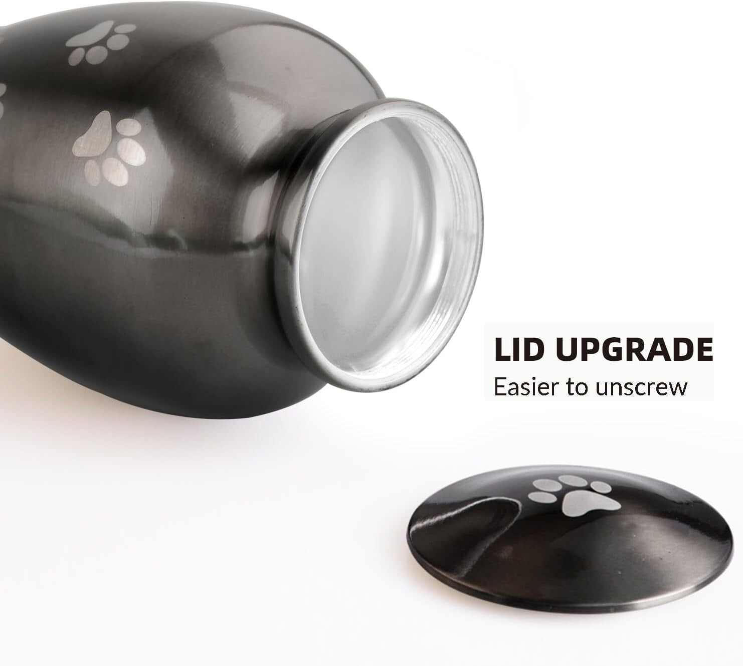 Large Silver Pet Cremation Urn with Threaded Lid - Honor Your Pet's Memory