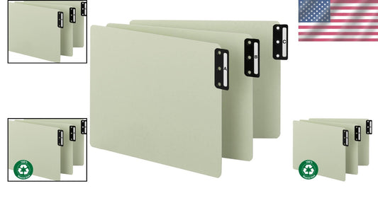 Durable Letter Size Filing Guides with Metal Vertical Tabs - 25 Pack, Gray/Green