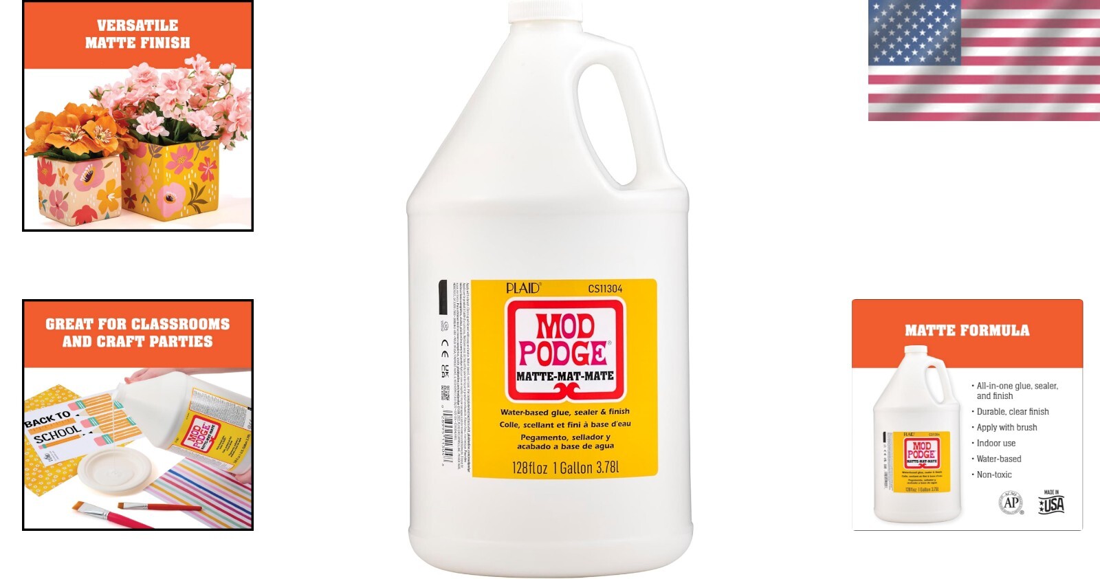 All-in-One Crafting Solution: Water-Based Glue, Sealer & Matte Finish, 128 Fl Oz