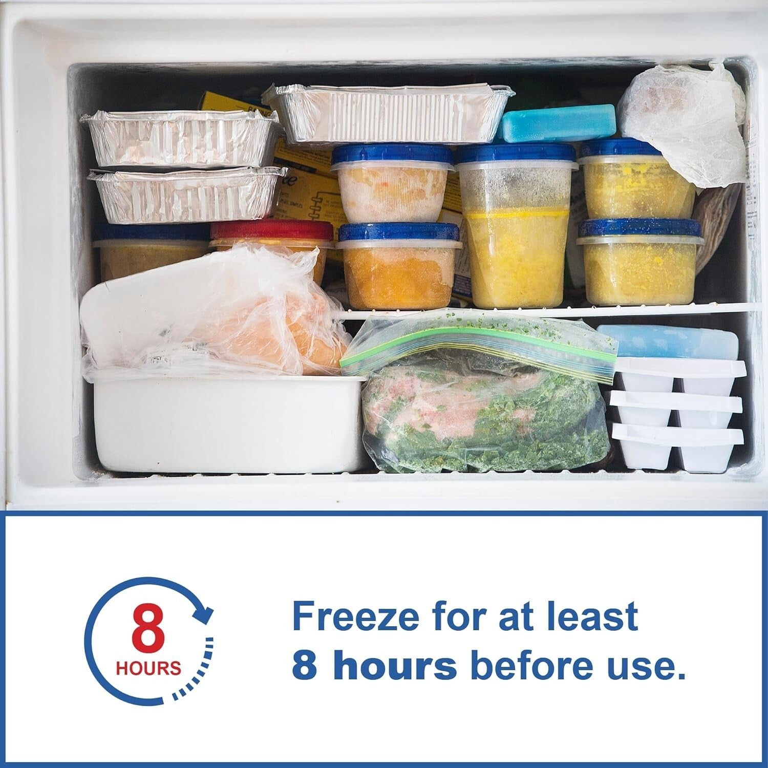 8-Pack Jumbo Reusable Ice Packs - Keeps Food & Beverages Cold for Hours