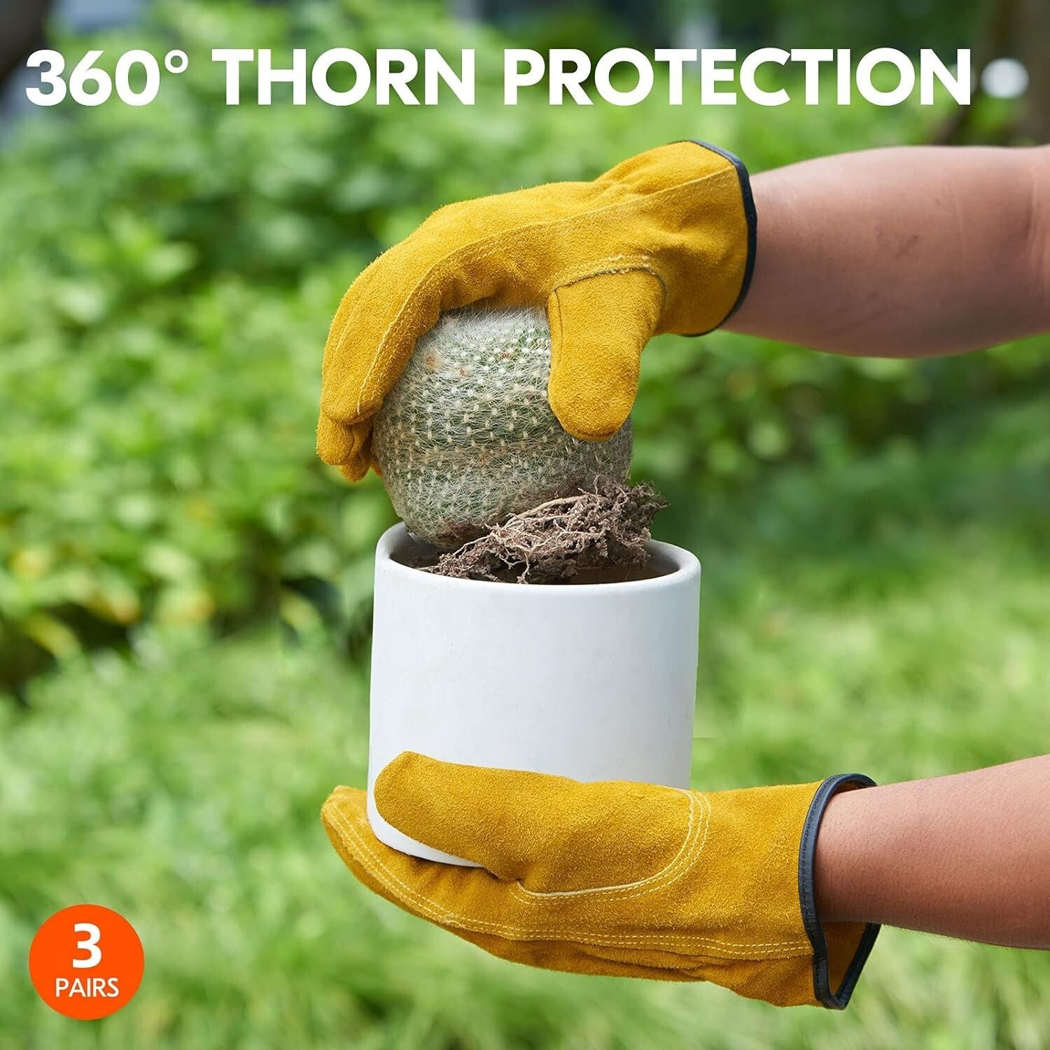 Multi-Purpose Heavy Duty Leather Work Gloves - Puncture-Resistant, Pack of 3