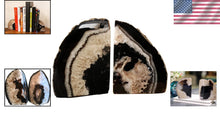 Load image into Gallery viewer, Elegant Heavy Duty Black Agate Bookends - 1 Pair of Unique Crystal Book Holders